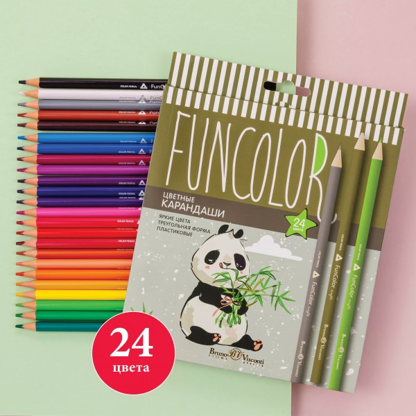 Карандаши цветные 24шт FunColor пластиковые 30-0062 Bruno Visconti 12/72