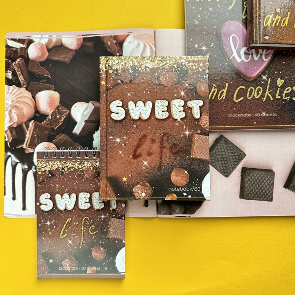 Блокнот 80 листов А6 клетка, твердая обложка Престиж Sweet life глянцевая ламинация, 55г/м2 3-80-005/40 Альт