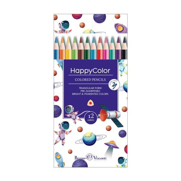 Карандаши цветные 12шт HappyColor 3-гранные 30-0046 Bruno Visconti 12/240