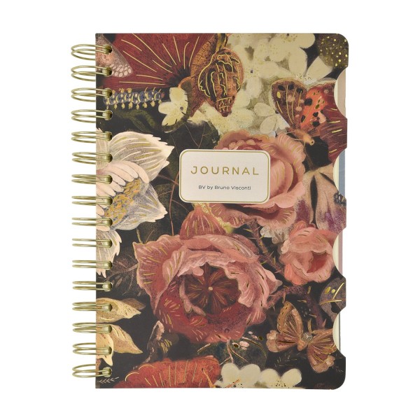 Книжка записная 120 листов А5 линия, в точку, гребень, твердая обложка Art journal Lush Bouquet бежевая бумага, с разделителями 80г/м2 3-567/15 Bruno Visconti 8/48