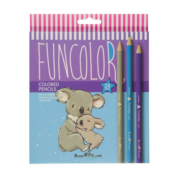 Карандаши цветные 24шт FunColor пластиковые 30-0062 Bruno Visconti 12/72