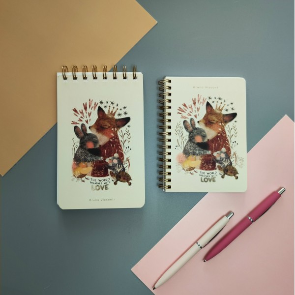 Блокнот 100 листов В6- 110х180 линия, гребень Cute journal Любовь как она есть матовая ламинация, софт-тач, фольга, бежевая бумага, 80г/м2 3-100-004/03 Bruno Visconti