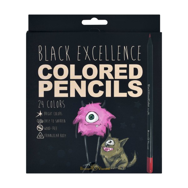 Карандаши цветные 24шт пластиковые BlackWoodColor 30-0099 Bruno Visconti 12/72