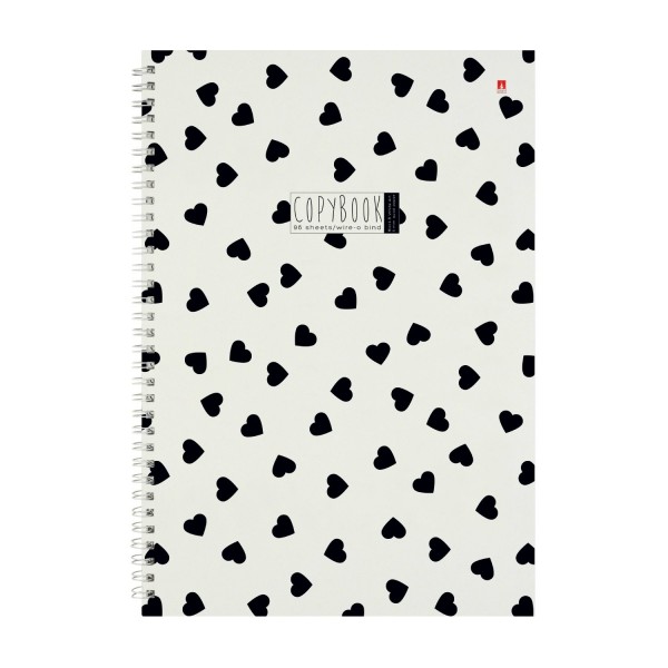 Тетрадь 96 листов А4 клетка, гребень BLACK&WHITE ассорти, глянцевая ламинация, 60г/м2 7-96-1354 Альт