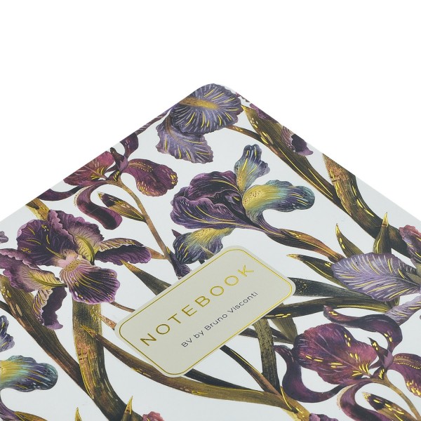 Тетрадь 40 листов А5 линия Flora Ирисы матовая ламинация софт-тач, фольга золото, бежевая бумага, 70г/м2 7-40-505/55 Bruno Visconti 24/144