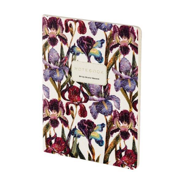 Тетрадь 60 листов А5 клетка, интегральная обложка, кожзам Flora Ирисы 80г/м2 7-60-1384/16 Bruno Visconti