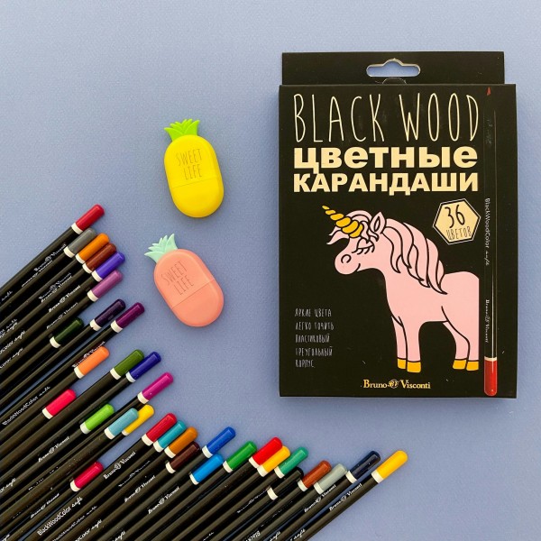 Карандаши цветные 36шт BlackWoodColor пластиковые 30-0101 Bruno Visconti 4/40