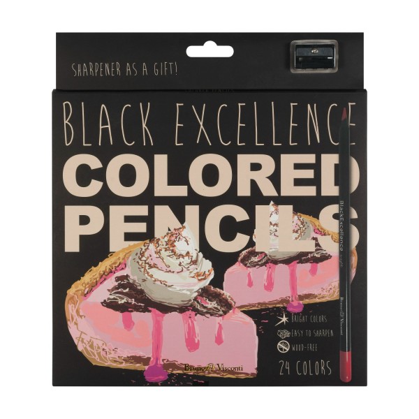 Карандаши цветные 24шт Black Excellence ассорти 30-0126 Bruno Visconti 12/72