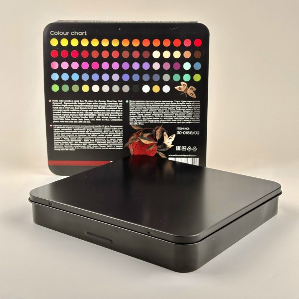 Карандаши цветные 72шт Flora Гранат пластиковые, в металлической коробке 30-0158/02 Bruno Visconti