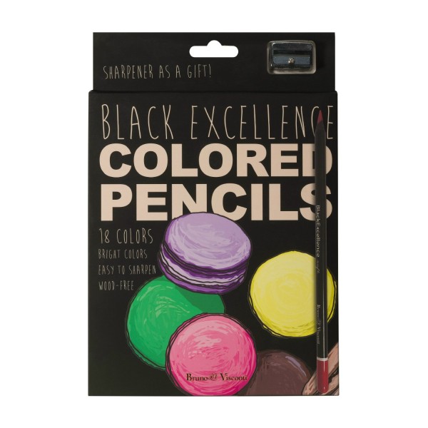Карандаши цветные 18шт Black Excellence ассорти 30-0125 Bruno Visconti 8/80