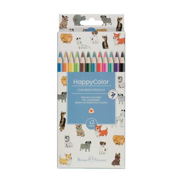 Карандаши цветные 12шт HappyColor 3-гранные 30-0046 Bruno Visconti 12/240