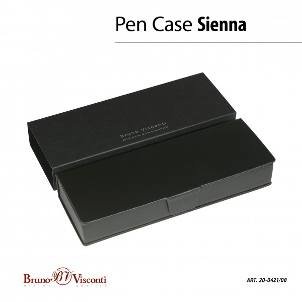 Ручка подарочная перьевая Sienna синяя 0,7мм корпус черный металлический, черный футляр кожзам 20-0421/08 Bruno Visconti