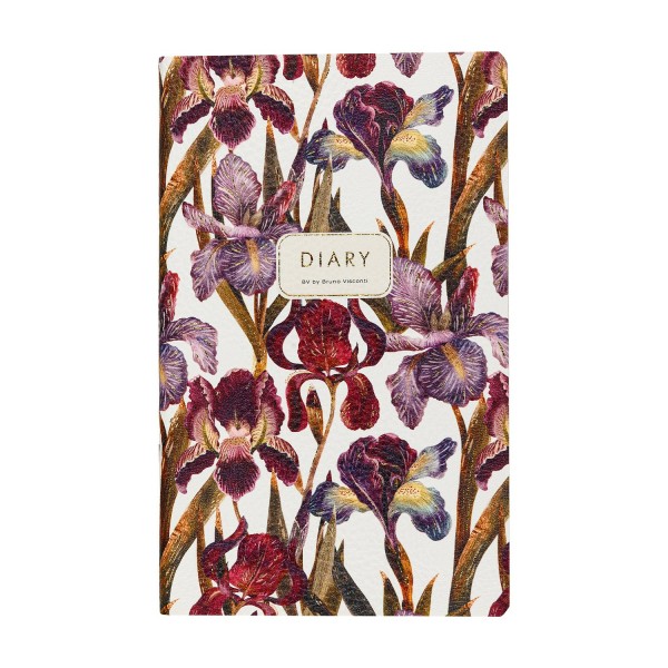 Ежедневник недатированный А5 125х200 128 листов линия, интегральная обложка, кожзам Flora Ирисы золотой срез, 80г/м2 3-743/15 Bruno Visconti