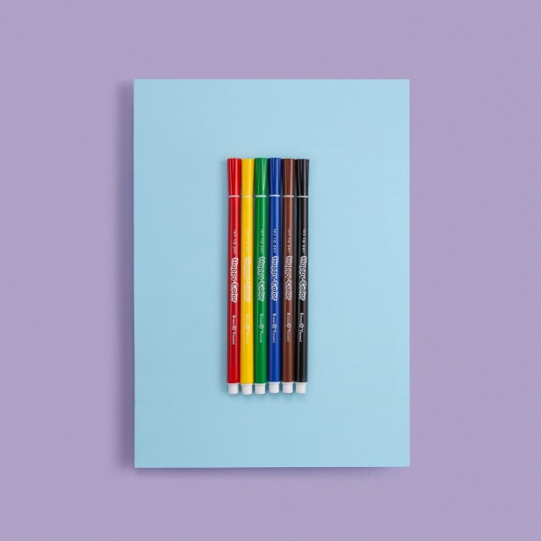 Фломастеры 6 цветов Happycolor вентилируемый колпачок, смываемые, ассорти 32-0024 Bruno Visconti 30/240