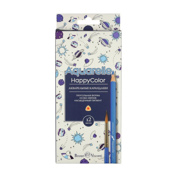 Карандаши цветные акварельные 12шт HappyColor 30-0066 Bruno Visconti 12/240