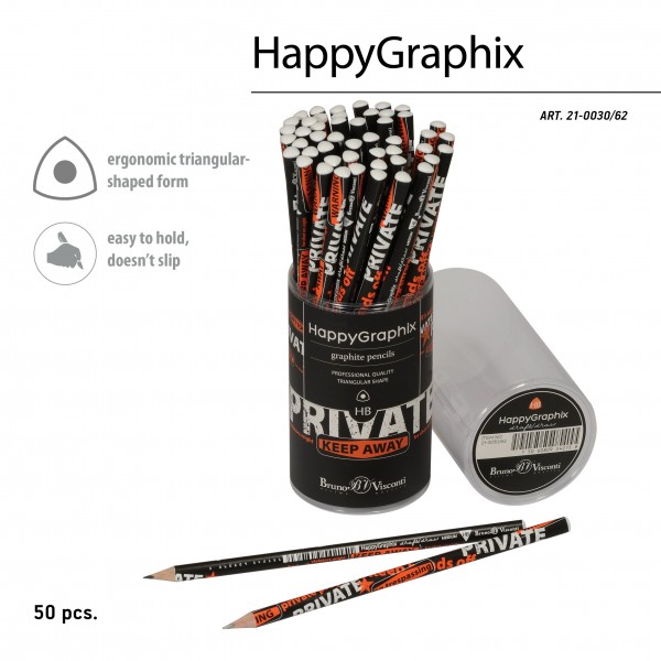 Карандаш чернографитный HB HappyGraphix Keep Away Private 21-0030/62 Bruno Visconti