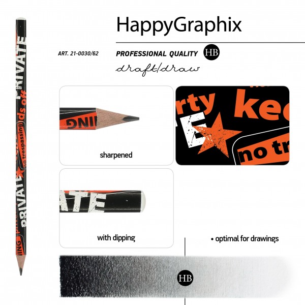 Карандаш чернографитный HB HappyGraphix Keep Away Private 21-0030/62 Bruno Visconti