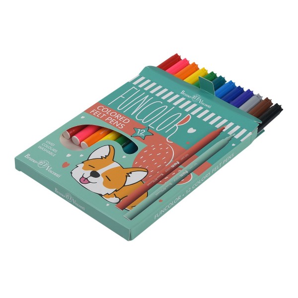 Фломастеры 12 цветов FunColor вентилируемый колпачок 32-0067 Bruno Visconti 24/144