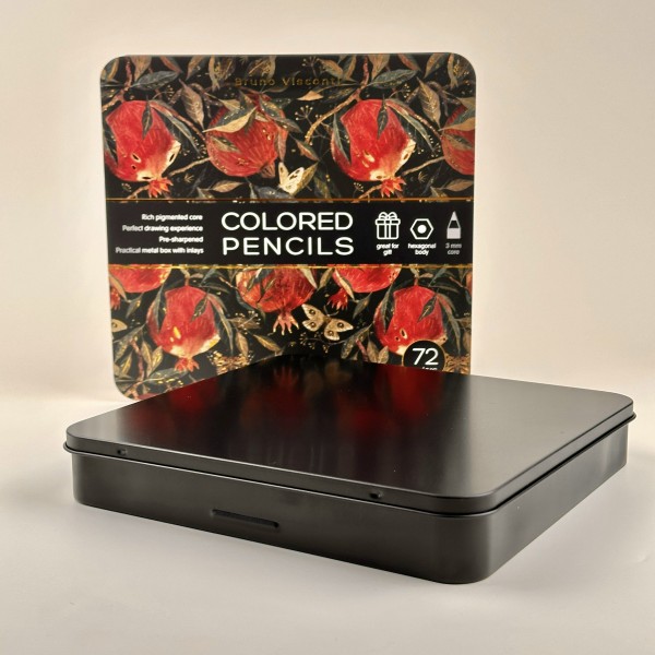 Карандаши цветные 72шт Flora Гранат пластиковые, в металлической коробке 30-0158/02 Bruno Visconti