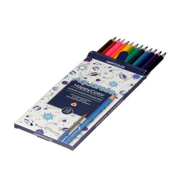 Карандаши цветные акварельные 12шт HappyColor 30-0066 Bruno Visconti 12/240