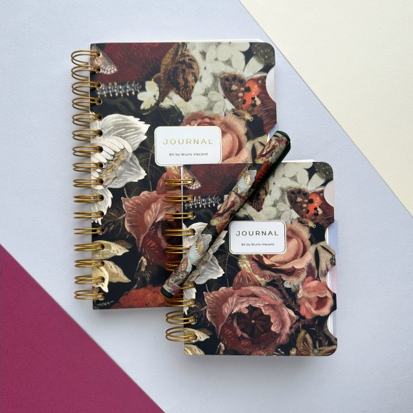 Книжка записная 120 листов А5 линия, в точку, гребень, твердая обложка Art journal Lush Bouquet бежевая бумага, с разделителями 80г/м2 3-567/15 Bruno Visconti 8/48