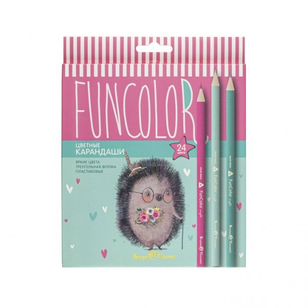Карандаши цветные 24шт FunColor пластиковые 30-0062 Bruno Visconti 12/72