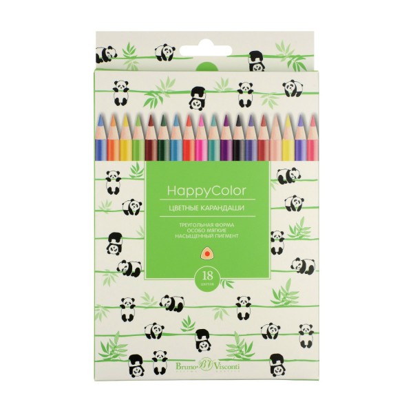 Карандаши цветные 18шт HappyColor 3-гранные 30-0052 Bruno Visconti 12/144