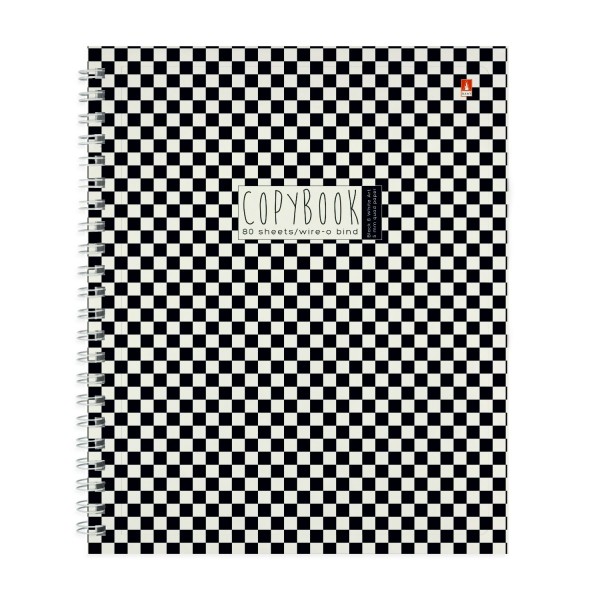 Тетрадь 80 листов А5+ клетка, гребень Black and white ассорти 60г/м2 7-80-1349 Альт