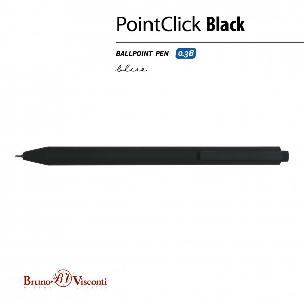 Ручка шариковая автоматическая PointClick Black синяя 0,38мм 20-0378 Bruno Visconti 24/288