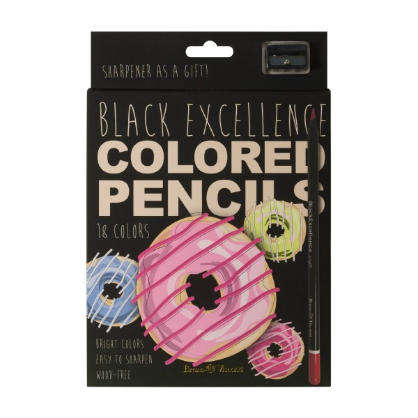 Карандаши цветные 18шт Black Excellence ассорти 30-0125 Bruno Visconti 8/80