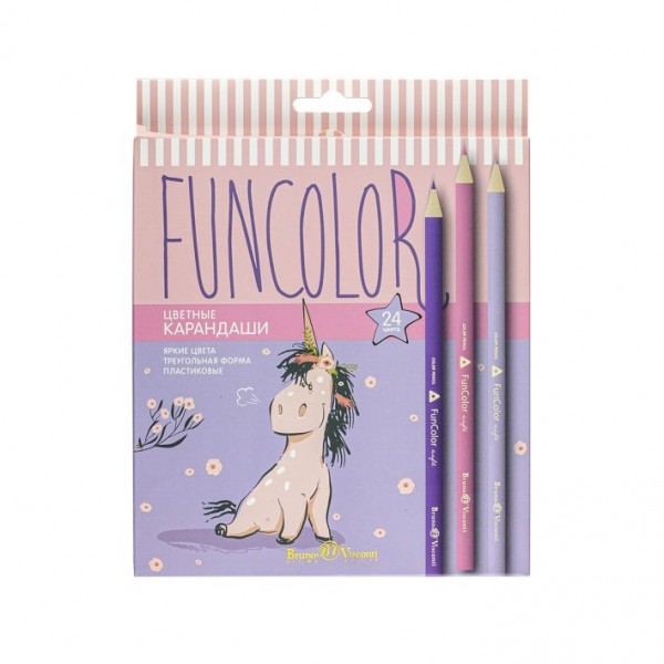 Карандаши цветные 24шт FunColor пластиковые 30-0062 Bruno Visconti 12/72