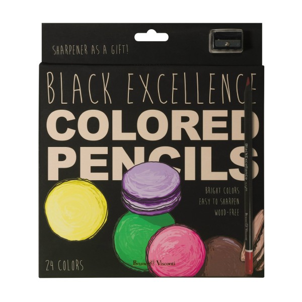 Карандаши цветные 24шт Black Excellence ассорти 30-0126 Bruno Visconti 12/72