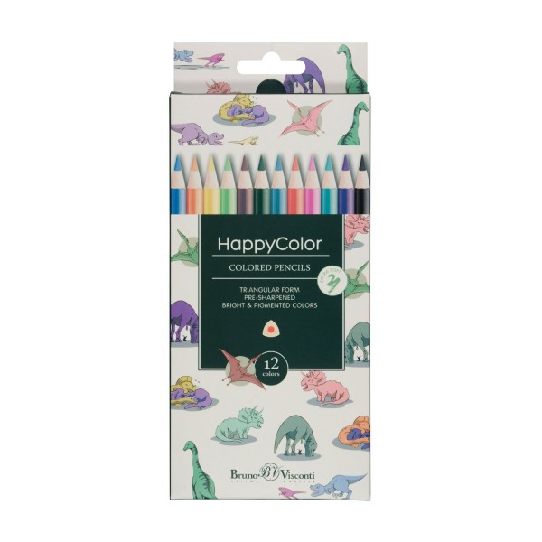 Карандаши цветные 12шт HappyColor 3-гранные 30-0046 Bruno Visconti 12/240