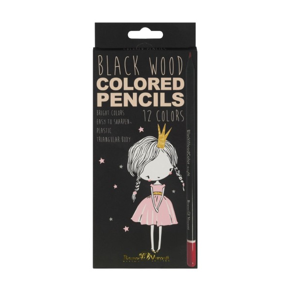 Карандаши цветные 12шт пластиковые BlackWoodColor 3-гранные ассорти 3 вида 30-0097 Bruno Visconti 12/120