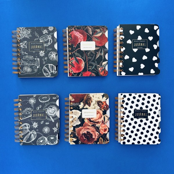 Книжка записная 120 листов А6 линия, в точку, гребень Art journal Black&White Сердечки бежевая бумага, с разделителями, 80г/м2 3-568/13 Bruno Visconti 16/96
