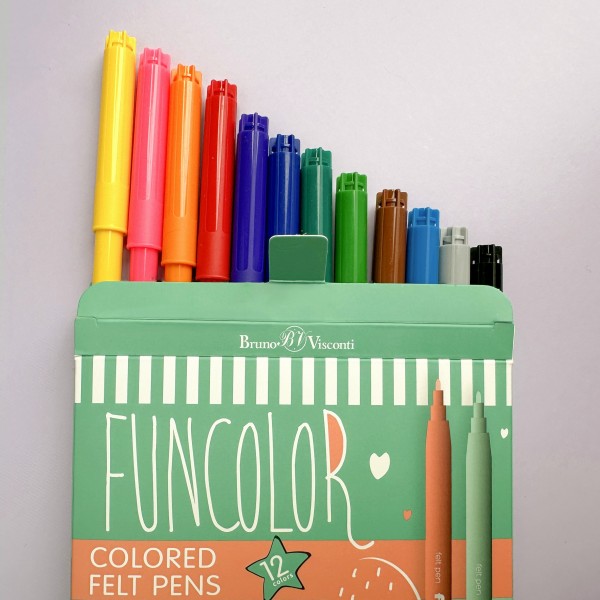 Фломастеры 12 цветов FunColor вентилируемый колпачок 32-0067 Bruno Visconti 24/144