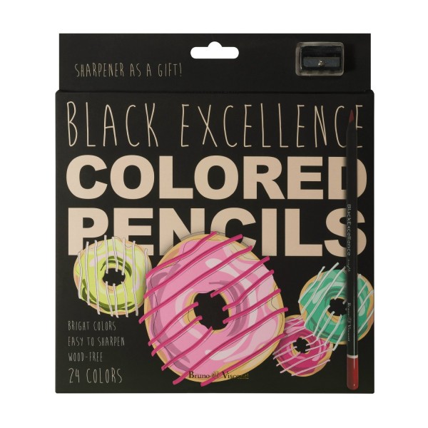 Карандаши цветные 24шт Black Excellence ассорти 30-0126 Bruno Visconti 12/72