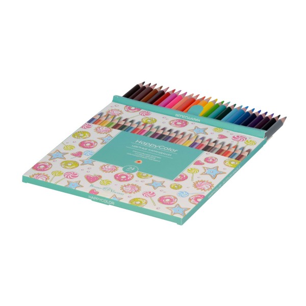 Карандаши цветные 24шт HappyColor 3-гранные, заточенные 30-0053 Bruno Visconti 6/120