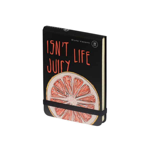 Блокнот 100 листов А6 90х130 клетка, твердая обложка Megapolis journal Juicy Life Грейпфрут вертикальный, на резинке, бежевая бумага, 70г/м2 3-476/09 Bruno Visconti 12/24