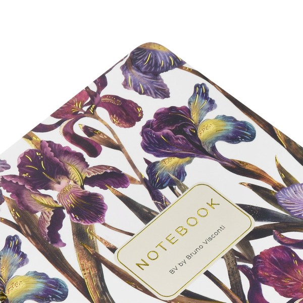 Тетрадь 60 листов А5 клетка, гребень Flora Ирисы матовая ламинация софт-тач, фольга золото, 70г/м2 7-60-201/28 Bruno Visconti 20/80