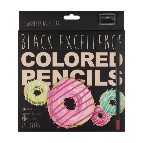 Карандаши цветные 24шт Black Excellence ассорти 30-0126 Bruno Visconti 12/72