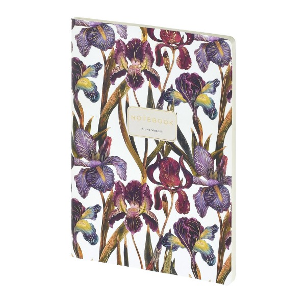 Тетрадь 60 листов В5 179х250 клетка Flora Ирисы матовая ламинация софт-тач, фольга золото, 70г/м2 7-60-001/30 Bruno Visconti 20/80