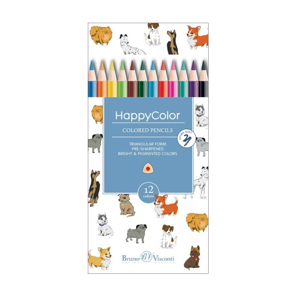 Карандаши цветные 12шт HappyColor 3-гранные 30-0046 Bruno Visconti 12/240