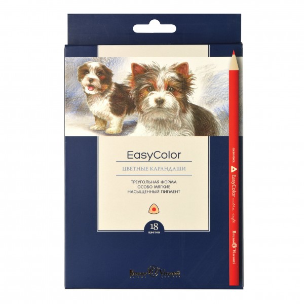 Карандаши цветные 18шт EasyColor 3-гранные, деревянные 30-0029 Bruno Visconti 8/160