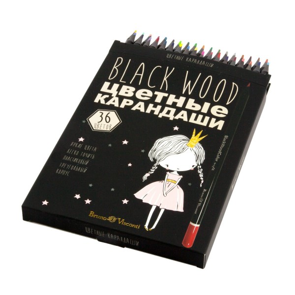 Карандаши цветные 36шт BlackWoodColor пластиковые 30-0101 Bruno Visconti 4/40