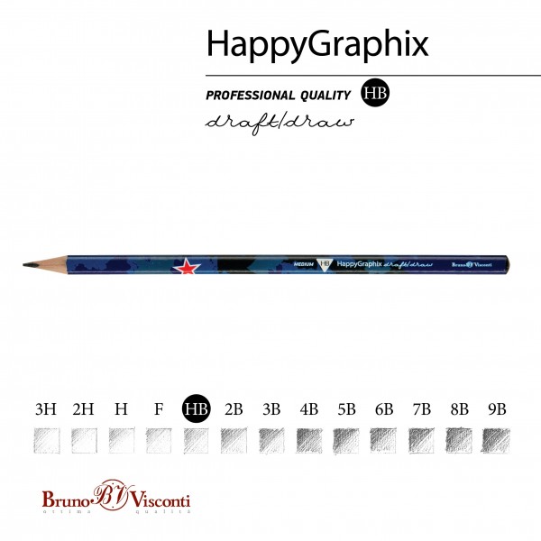 Карандаш чернографитный HB HappyGraphix Милитари синий 21-0030/27 Bruno Visconti 50/300/1800