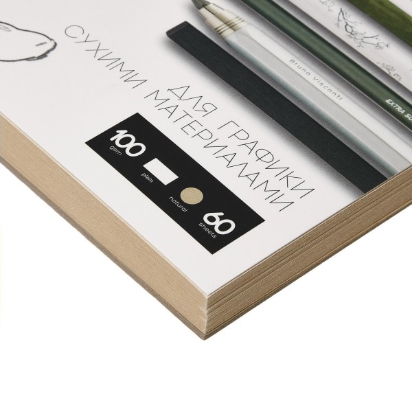 Скетчбук 60 листов А5 180х155 гребень, твердая обложка Sketch&Art пухлая бумага, софт-тач, жесткая подложка, 100г/м2 1-60-564/02 Bruno Visconti