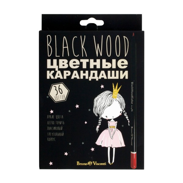 Карандаши цветные 36шт BlackWoodColor пластиковые 30-0101 Bruno Visconti 4/40