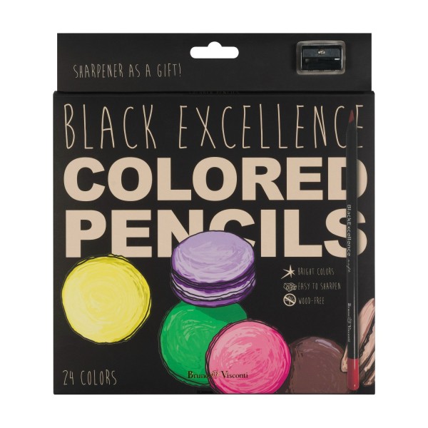 Карандаши цветные 24шт Black Excellence ассорти 30-0126 Bruno Visconti 12/72