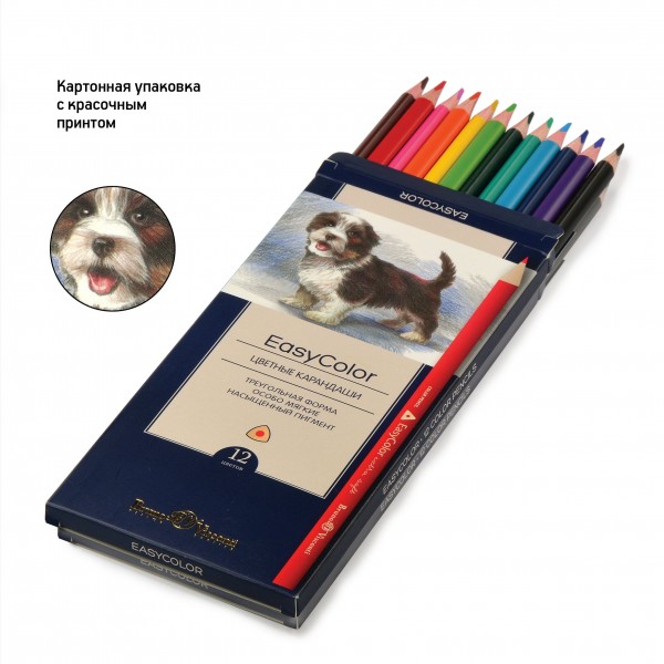 Карандаши цветные 12шт EasyColor 3-гранные, деревянные 30-0028 Bruno Visconti 12/240